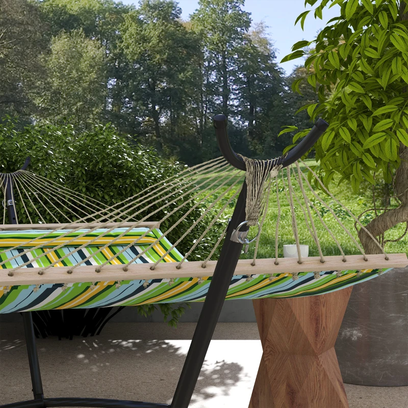 Outsunny Hangmatstandaard Hangmatframe, weerbestendig, verstelbare afmetingen, 290 cm x 120 cm x 115 cm, Zwart