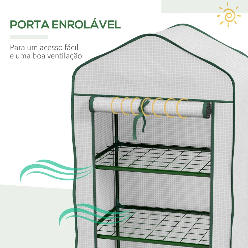 Outsunny Estufa de Jardim de 3 Níveis Estufa de Terraço com 3 Prateleiras para Cultivo de Plantas Flores 59x39x127 cm Branco