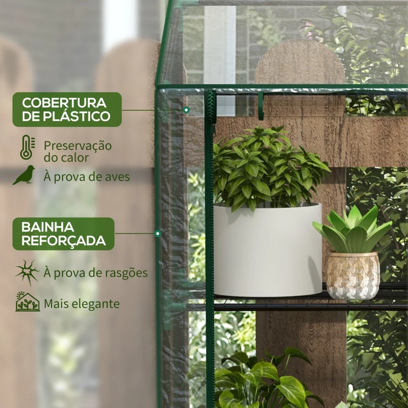 Outsunny Estufa de Jardim de 3 Níveis Estufa de Terraço para Cultivo de Plantas em Pátio 143x46x141/151 cm Transparente