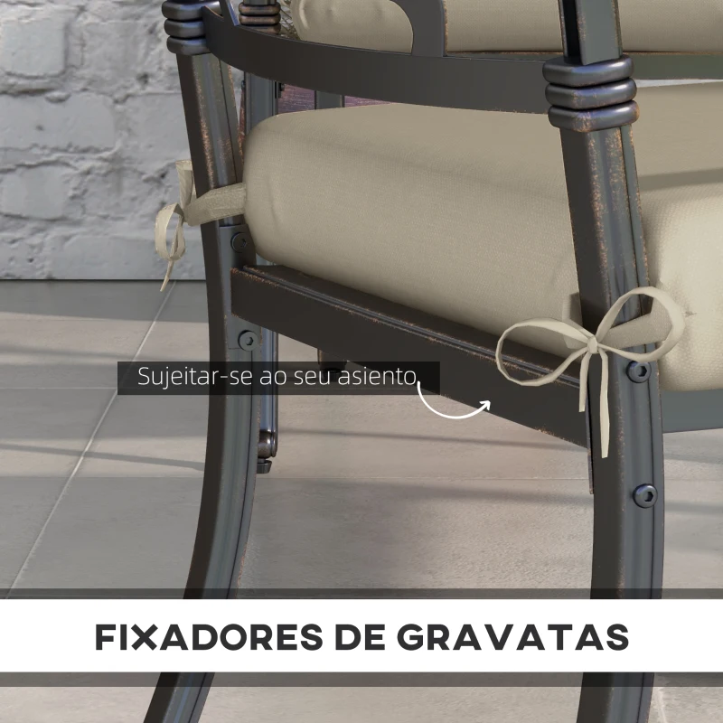 Outsunny Conjunto de Almofadas para Cadeiras 47x47x7 cm Conjunto de 4 Peças Almofadas para Cadeiras de Jardim Impermeáveis Bege