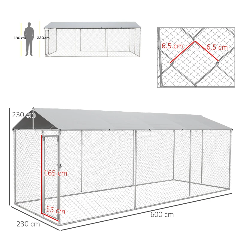 PawHut Cusca de 6 x 2,3 x 2,3 m pentru Caini, de Exterior(m-3)