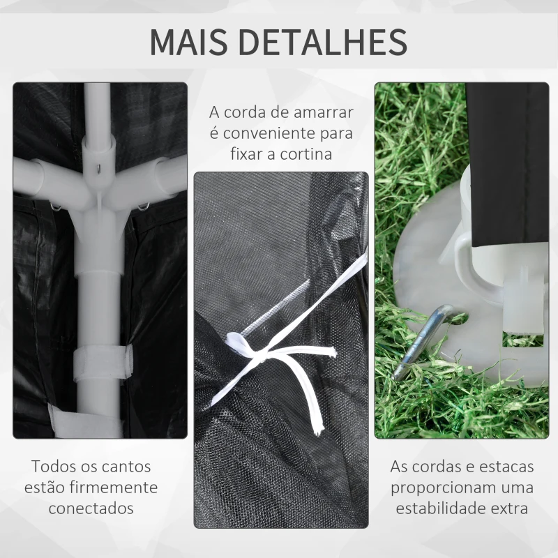 Outsunny Tenda de Jardim 4x3 m Tenda Dobrável com 4 Mosqueteiras Laterais 2 Portas e 8 Orifícios de Drenagem Cinza Escuro