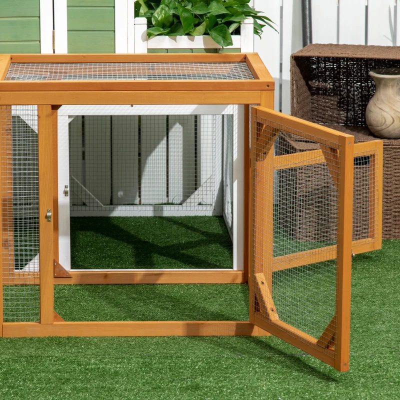 PawHut Wooden Chicken Coop with Perches, Doors, Combinable Design, for 2-4 Chickens - Natural Wood Colour