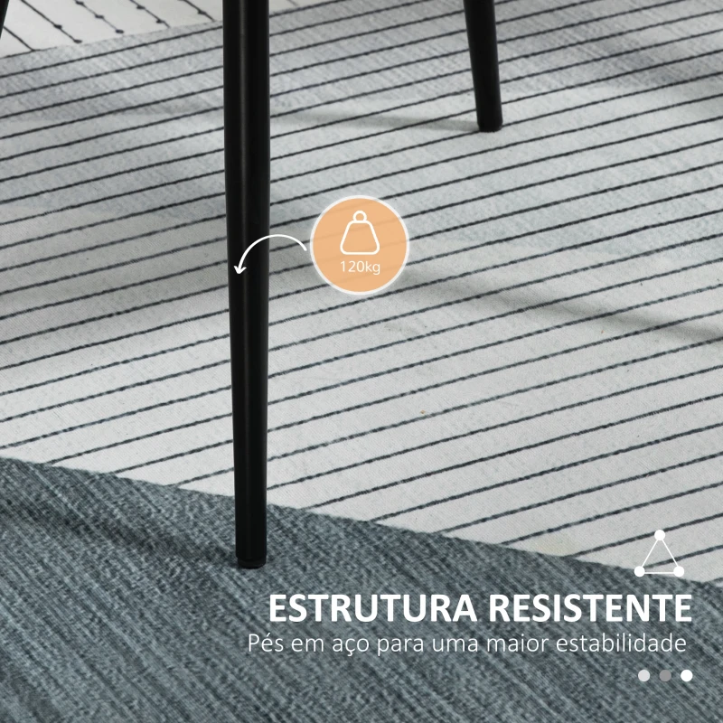 HOMCOM Conjunto de 2 Cadeiras de Sala de Jantar Estofadas em Linho com Encosto e Pés de Metal 59,5x56,5x81 cm Cinza