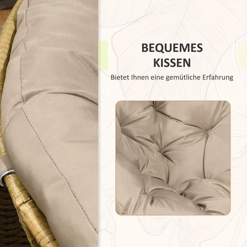 Outsunny Tuinmeubelset 3-delig, Bistroset - Weerbestendig - Afneembare kussens - 85 cm x 70 cm x 82 cm - Natuurlijk + Lichtbruin