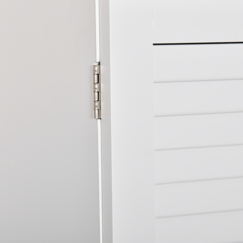 kleankin Armario Baño de Pared con 2 Puertas de Persiana Estante Interior y Barra de Toallero Mueble Auxiliar Suspendido Moderno Multiusos para Cocina 60x23x60 cm Blanco