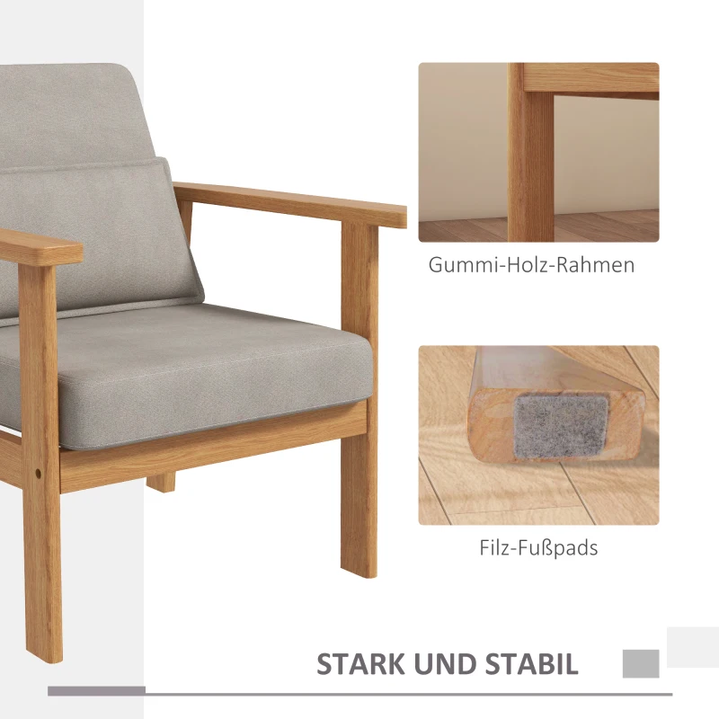 HOMCOM Gestoffeerde Stoel, inclusief 1 Kussen, 70 cm x 72 cm x 76 cm, Beige + Natuurlijk