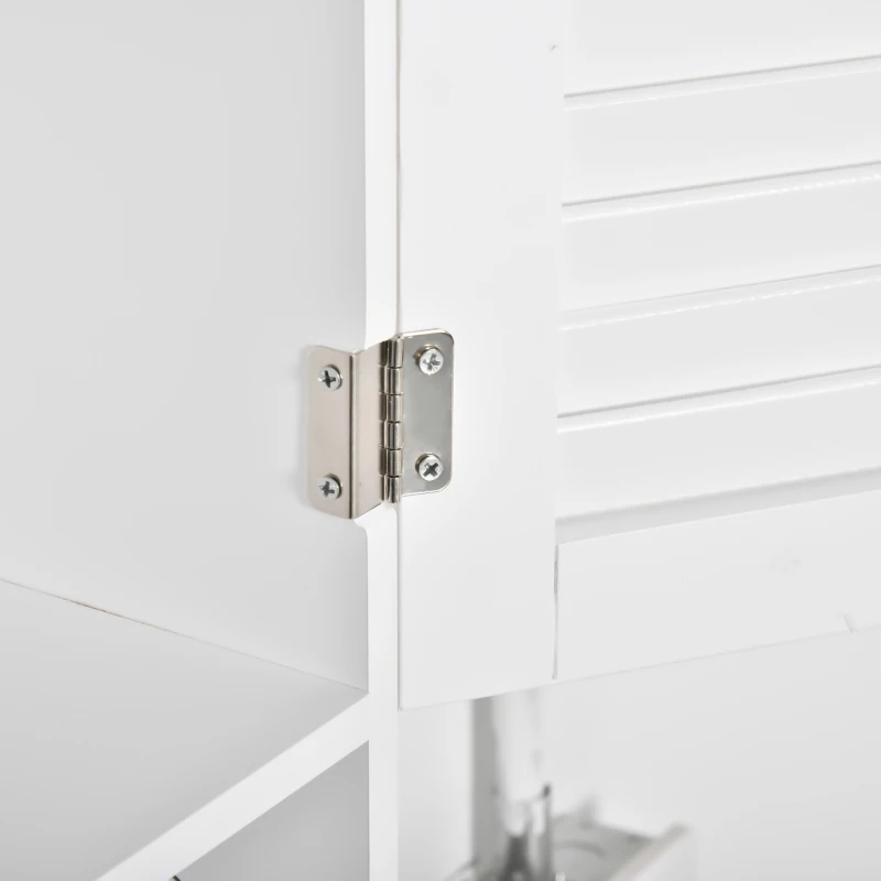 kleankin Armario Baño de Pared con 2 Puertas de Persiana Estante Interior y Barra de Toallero Mueble Auxiliar Suspendido Moderno Multiusos para Cocina 60x23x60 cm Blanco