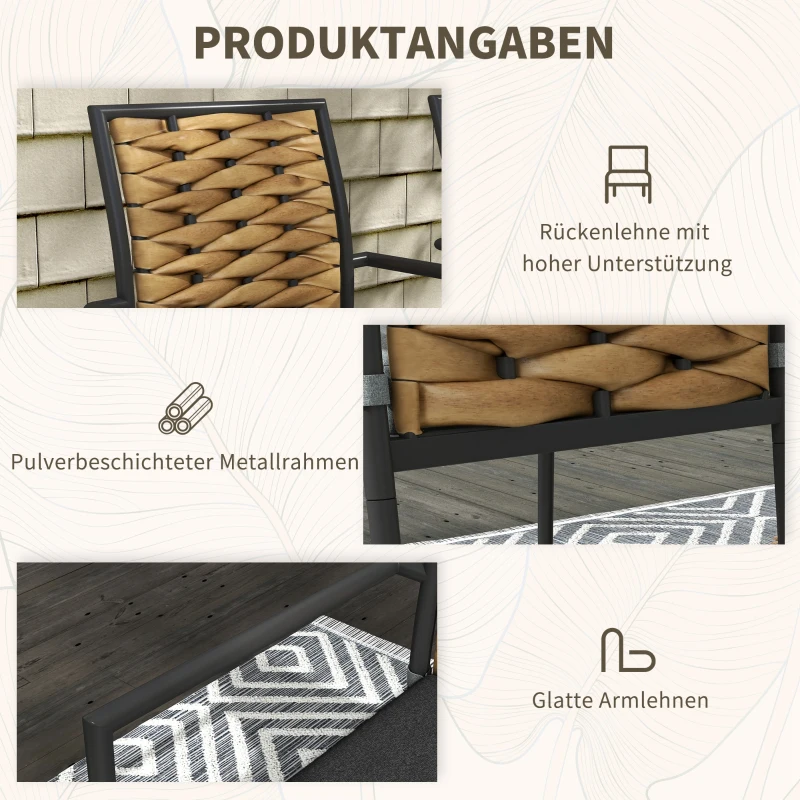 Outsunny Moderne Zwarte Tuinstoelen - Weerbestendige Buitenstoelen voor Terras - Afmetingen 57 x 58 x 87 cm