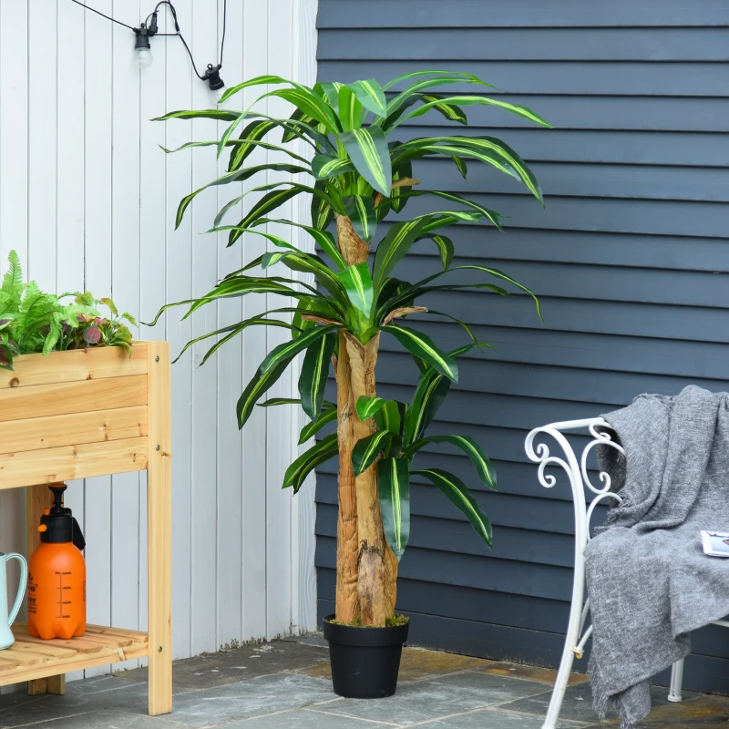 Outsunny Dracaena Artificial con 66 Hojas Musgo Planta Artificial para Decoración Jardín Balcón Oficina Salón Ø20x160 cm Verde