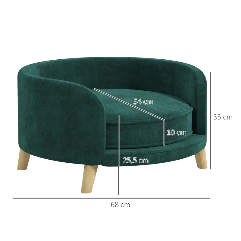 PawHut Hondenbed Hondensofa Huisdiersofa, Eucalyptushout, 68 x 68 x 35 cm, Groen