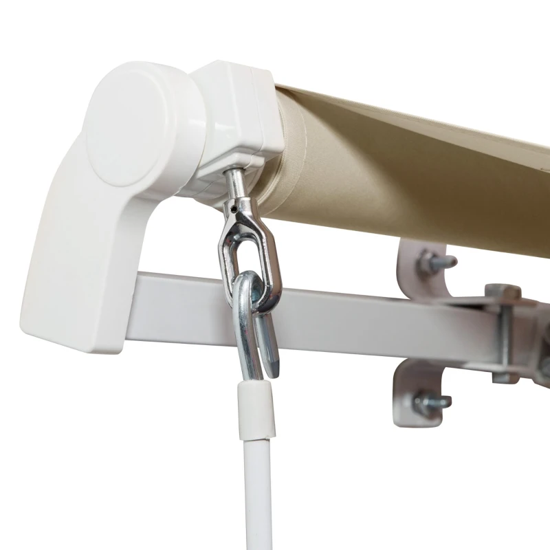 Outsunny Toldo Manual Retrátil 350x250 cm para Varanda com Manivela de Metal Impermeável e Anti-UV para Jardim Terraço Janelas Creme