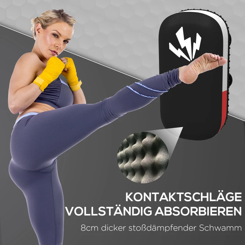 SPORTNOW Kickpolster voor Muay Thai, Kickboksen, Kunstlederen bekleding, 0,4 kg, 38x20x18 cm, Zwart/Rood/Wit