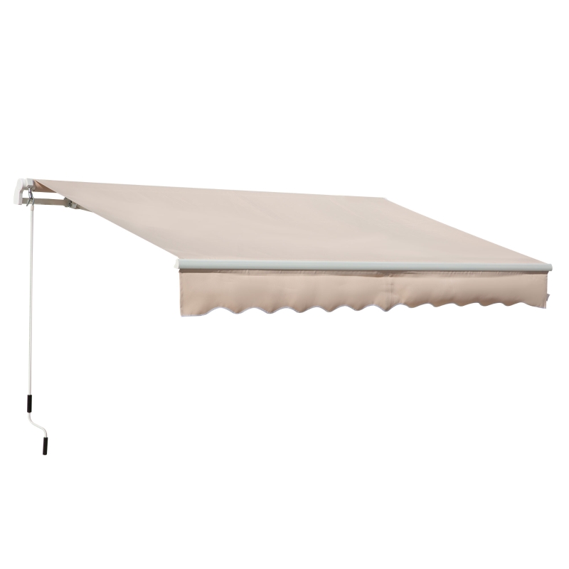 Outsunny Toldo Manual Retrátil 295x200 cm Toldo para Varanda com Manivela de Metal Impermeável e Anti-UV para Jardim Terraço Bege