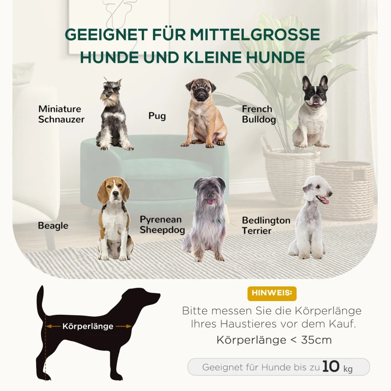 PawHut Hondenbed Hondensofa Huisdiersofa, Eucalyptushout, 68 x 68 x 35 cm, Groen