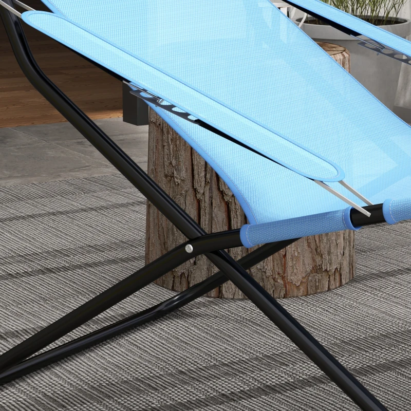 Outsunny Opvouwbare stoel, 4-traps verstelbaar, ademend, metalen frame, 69 x 91 x 96 cm, Zwart/Blauw
