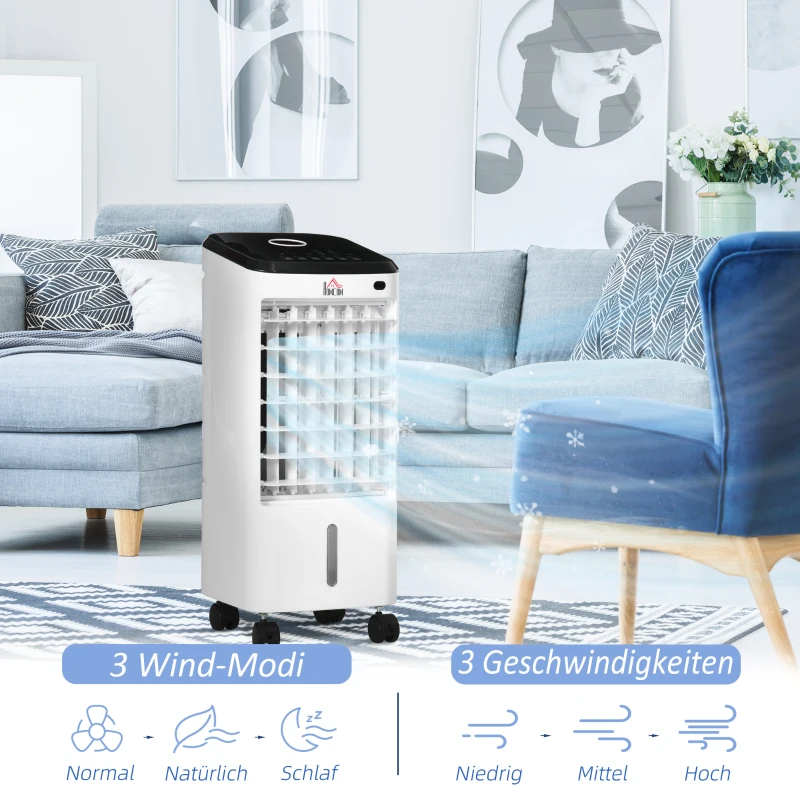 HOMCOM Min-Klimaatregelaar Airconditioner Ruimte Airconditioner, 3 Modi, Timerfunctie, 24,5 cm x 27 cm x 60 cm, Crèmewit + Zwart