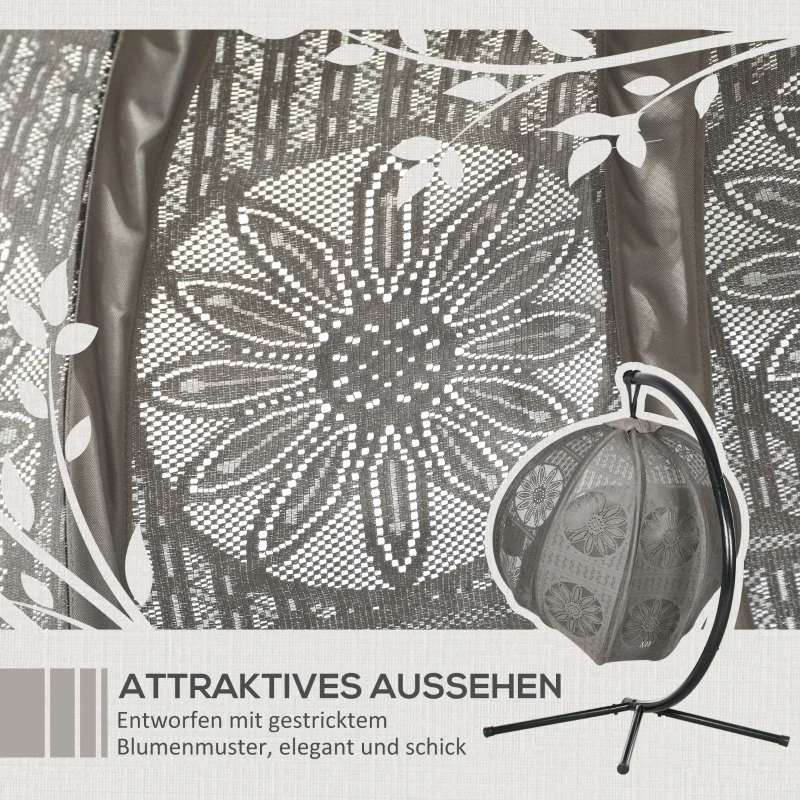 Outsunny Hangstoel Tuinstoel Rotanstoel, Boho-stijl, 116 x 125 x 172 cm, Zand + Zwart