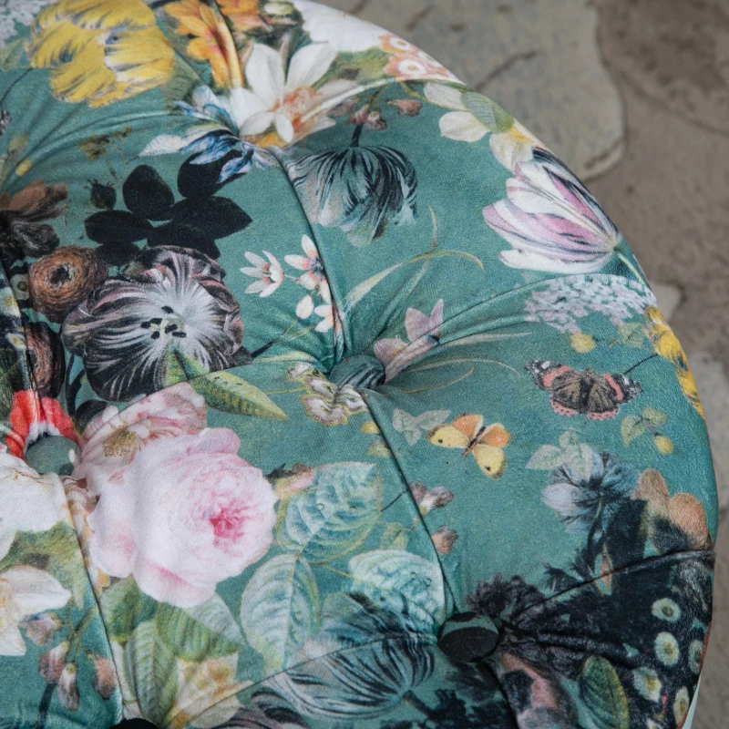 HOMCOM Sgabello Baule Pouf Coperchio Rimovibile Imbottito Soggiorno Camera Ø50x38 cm Turchese