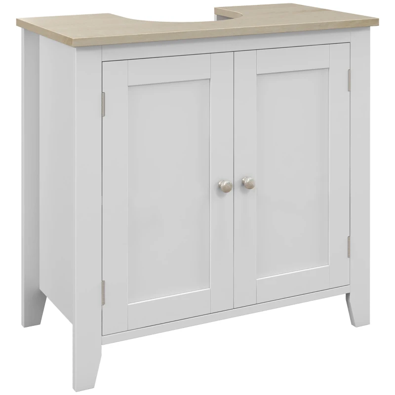 kleankin Mobile Sotto Lavabo Bagno con 2 Ante e Ripiano Regolabile