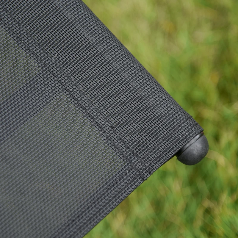 Outsunny Outdoor Garden Rocking Chair, Patio Sun Lounger Rocker Chair with Breathable Mesh Fabric, Removable Headrest Pillow, Armrest, Side Storage Bag, Black