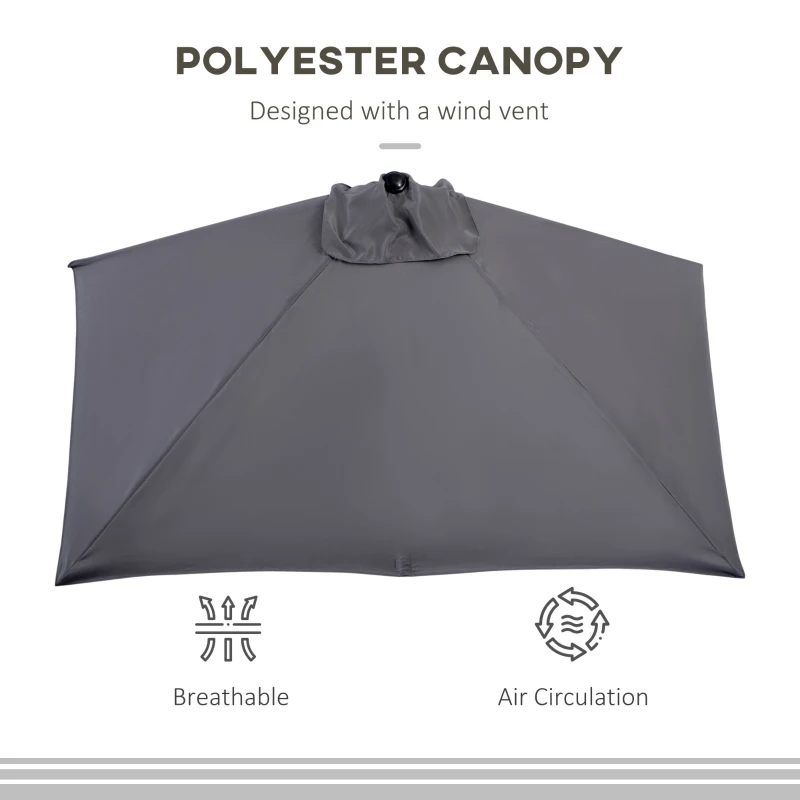 Outsunny Copertina de Perete Semicirculara cu Manivela si Design Compact