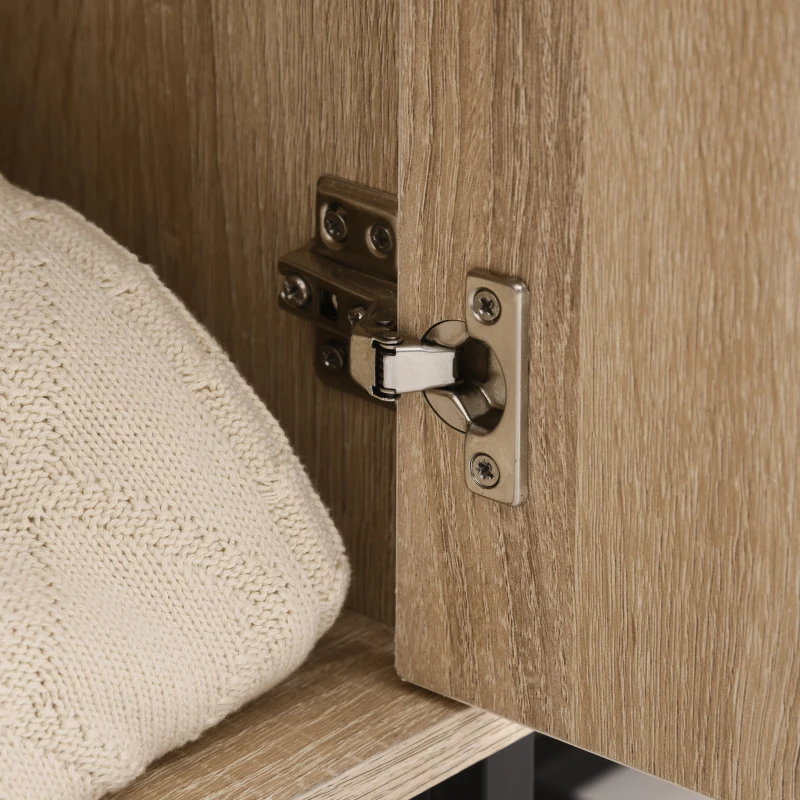 HOMCOM Armadio MDF 2 Ripiani Maniglie in Acciaio, Organizer da Tavolo, 80L x 29,5P x 80A cm, Rovere