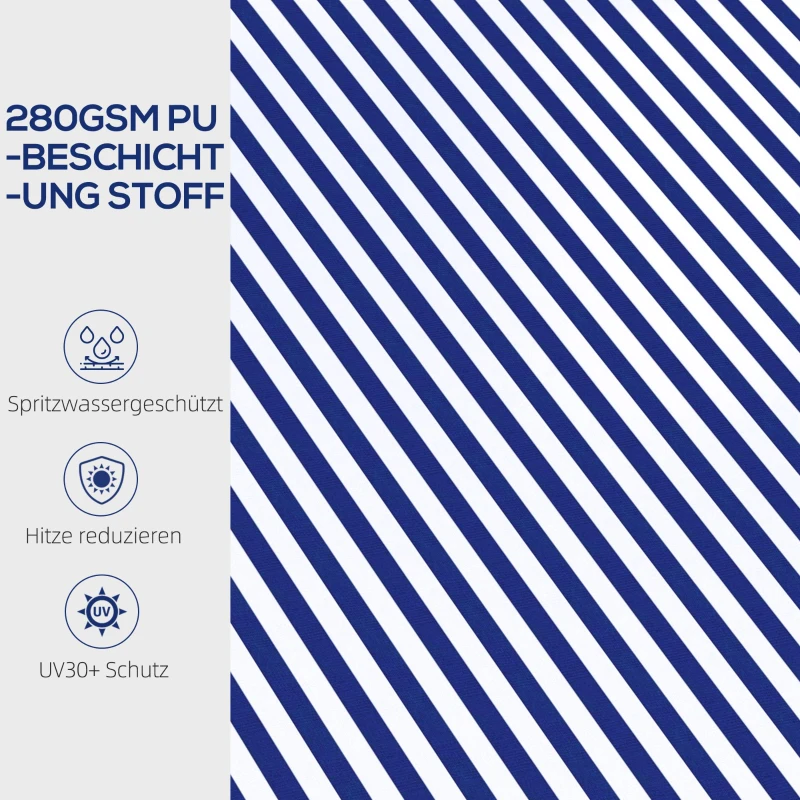 Outsunny Zonneluifel Luifel voor Terras, incl. Handkruk, weerbestendig, 247 cm x 295 cm, Blauw + Wit