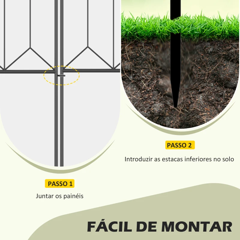 Outsunny Cercas de Jardim 305x79,5 cm Conjunto de 5 Cercas Decorativas para Jardim de Metal Barreira para Animais para Pátio Preto