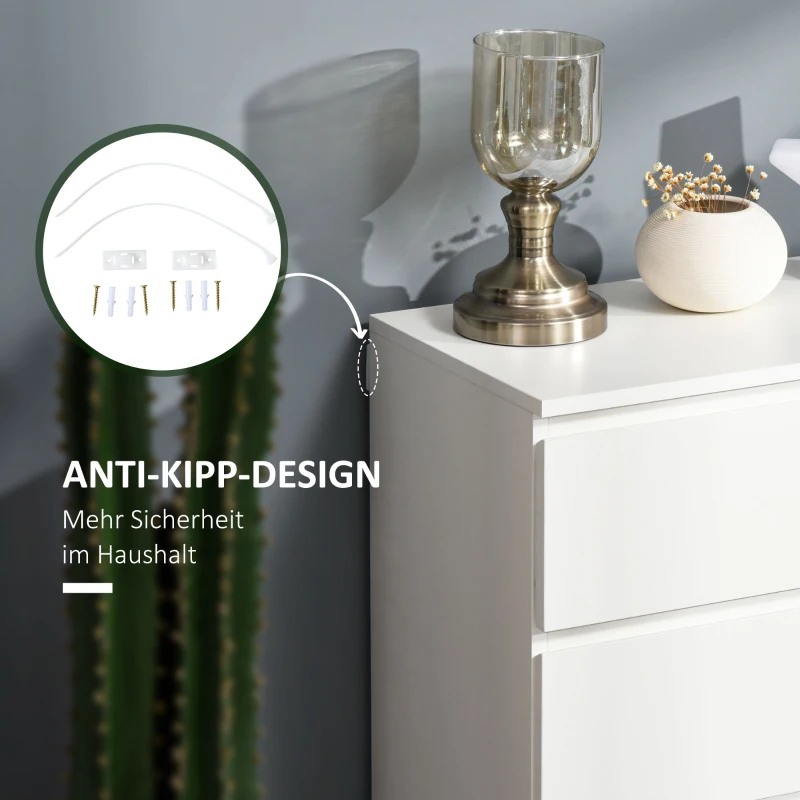 HOMCOM Witte Ladekast, Hoogglans, 4 Lades, 55 cm x 33 cm x 80 cm