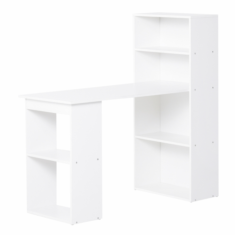 HOMCOM Bureau Kantoorbureau Computertafel, 2 planken, 5 legplanken, 120 cm x 55 cm x 120 cm, Wit