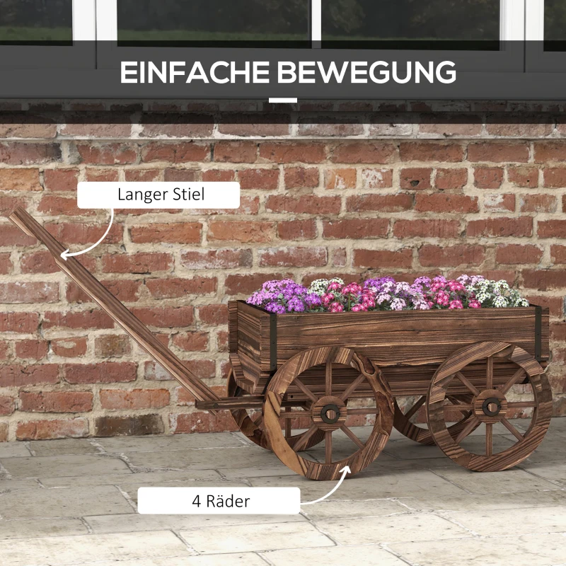 Outsunny Houten Plantenkruiwagen Hoogbed, Weerbestendig, 120 x 41 x 50 cm, Bruin