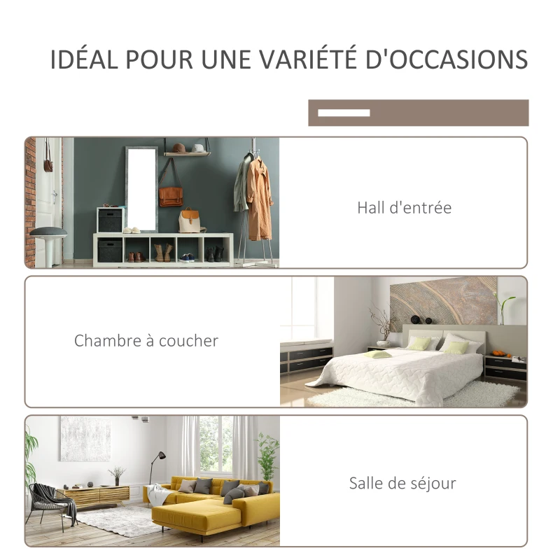 HOMCOM Meuble d'entrée 3 en 1 avec porte-manteau range-chaussures et banc 3 étagères 84 x 34,5 x 180 cm marron et noir