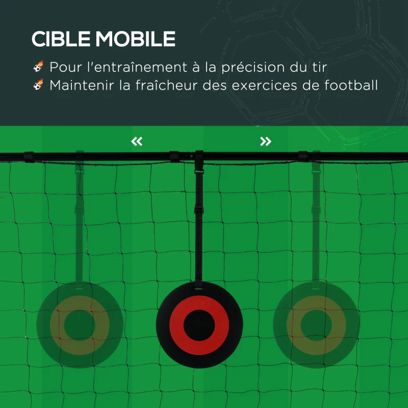 HOMCOM Filet de rebond de football angle réglables avec filet de rebond cible mobile sardines de fixation fournies