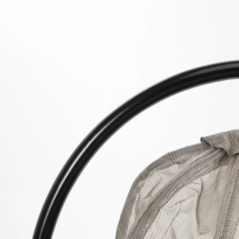 Outsunny Hanging Egg Chair, Folding Texteline Swing Hammock with Side Pocket, Cushion and Stand for Indoor Outdoor, Patio Garden Furniture, Khaki