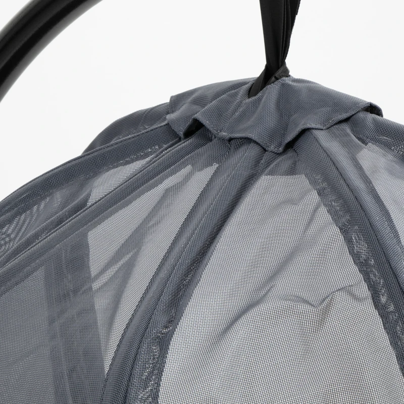 Outsunny Hanging Egg Chair, Folding Texteline Swing Hammock with Side Pocket, Cushion and Stand for Indoor Outdoor, Patio Garden Furniture, Grey