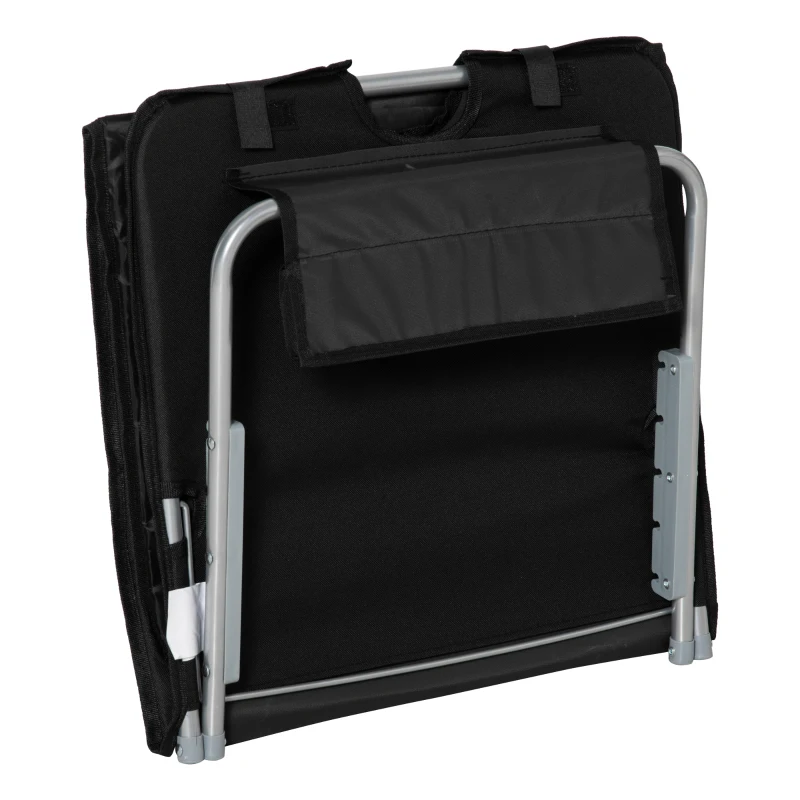 Outsunny Opvouwbare Ligstoel voor Strand, Tuin en Zon, Verstelbare Rugleuning, Zijvak, 48 cm x 134 cm x 33-43 cm, Zwart