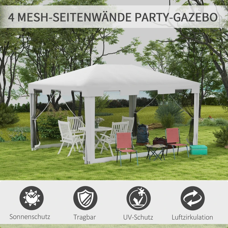 Outsunny Paviljoen 3 x 3 m - Weerbestendig - 395 cm x 295 cm x 255 cm - Wit