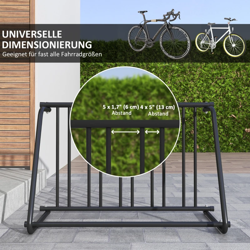 DURHAND Fietsenrek voor 3 fietsen, weerbestendig, extra bevestiging, 114 x 58 x 75 cm, Zwart