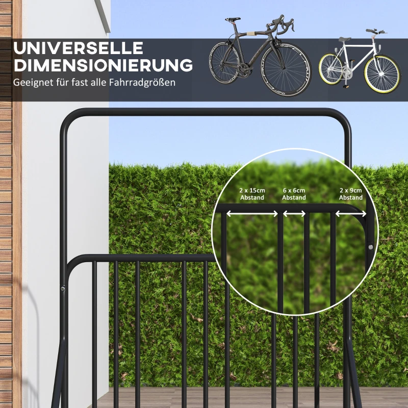 DURHAND Fietsenrek voor 4 fietsen, weerbestendig, extra beugel, 102 x 92 x 130 cm, Zwart