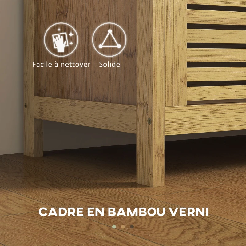 HOMCOM Banc de rangement avec compartiment caché sous assise pour entrée coussin et accoudoir 100 x 40 x 60 cm naturel