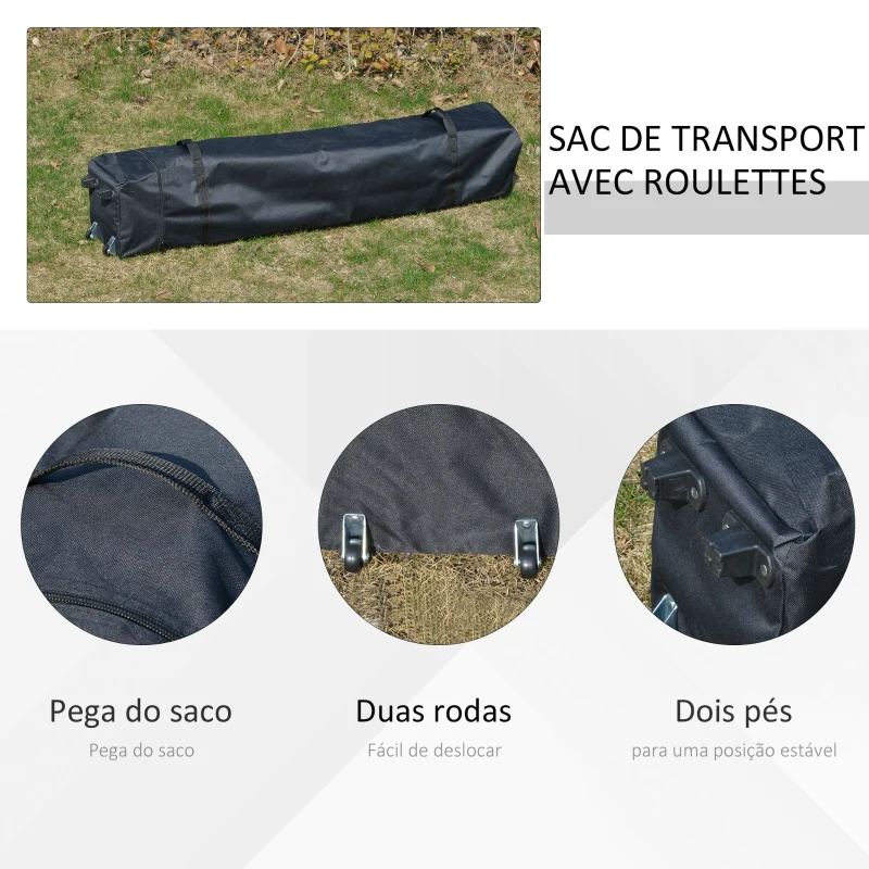 Outsunny Tenda Dobrável 3,85x3,85 m Tenda de Jardim com Telhado Duplo Altura Ajustável para Festas Casamentos Cáqui e Café