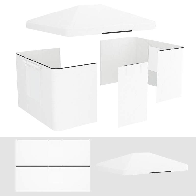 Outsunny Vervangend dak voor paviljoen, vervangende luifel, weerbestendig, 360 x 300 x 270 cm, wit