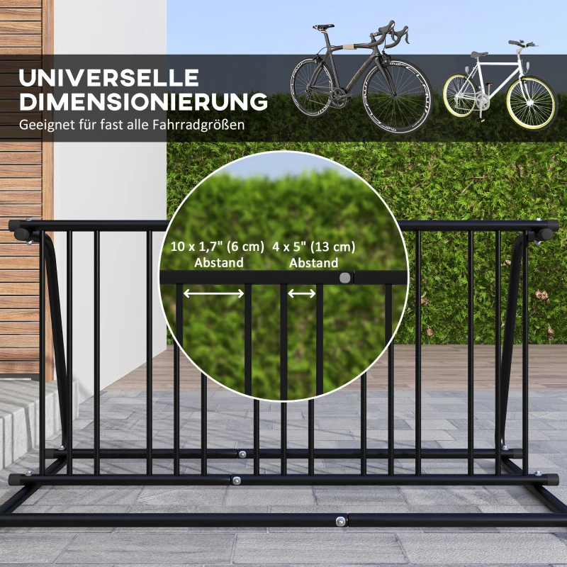 DURHAND Fietsenrek voor 4 fietsen, weerbestendig, extra bevestiging, 155 x 100 x 75 cm, Zwart