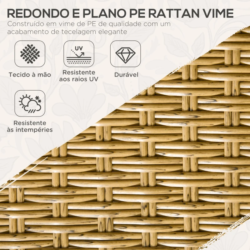 Outsunny Conjunto de Refeição de Vime Sintético de 7 Peças Inclui 6 Cadeiras com Almofadas e Mesa de Vidro Temperado Natural