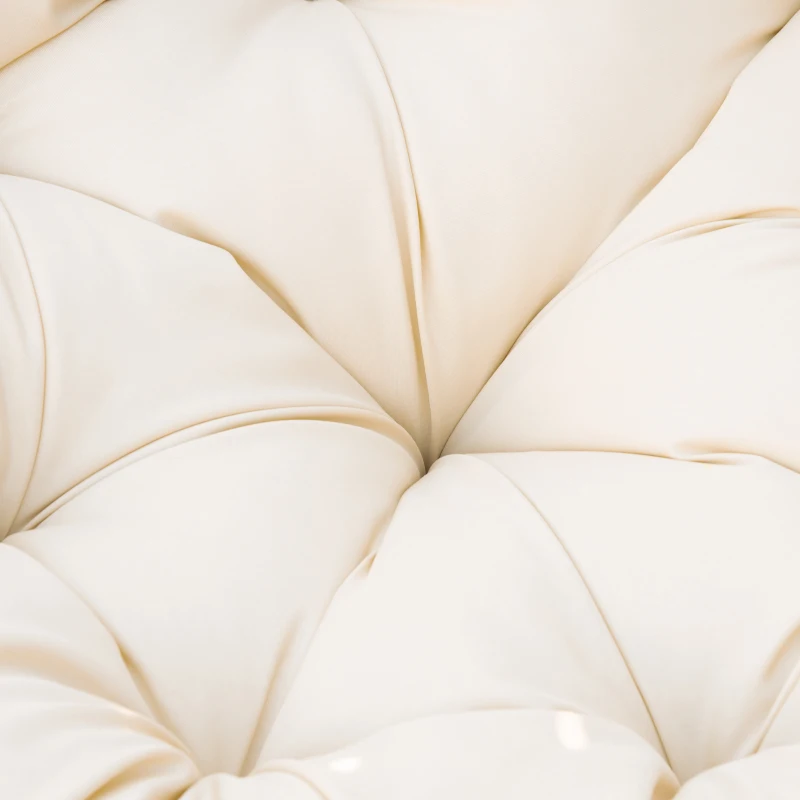 Outsunny Poltrona Papasan Giratória de Vime Sintético com Almofada e Estrutura de Aço para Jardim Pátio 87x97x90 cm Cinza e Creme