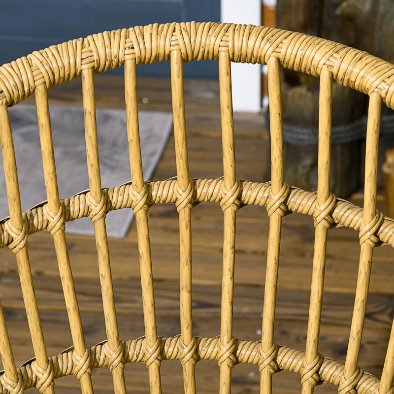 Outsunny Conjunto de Refeição de Vime Sintético de 7 Peças Inclui 6 Cadeiras com Almofadas e Mesa de Vidro Temperado Natural