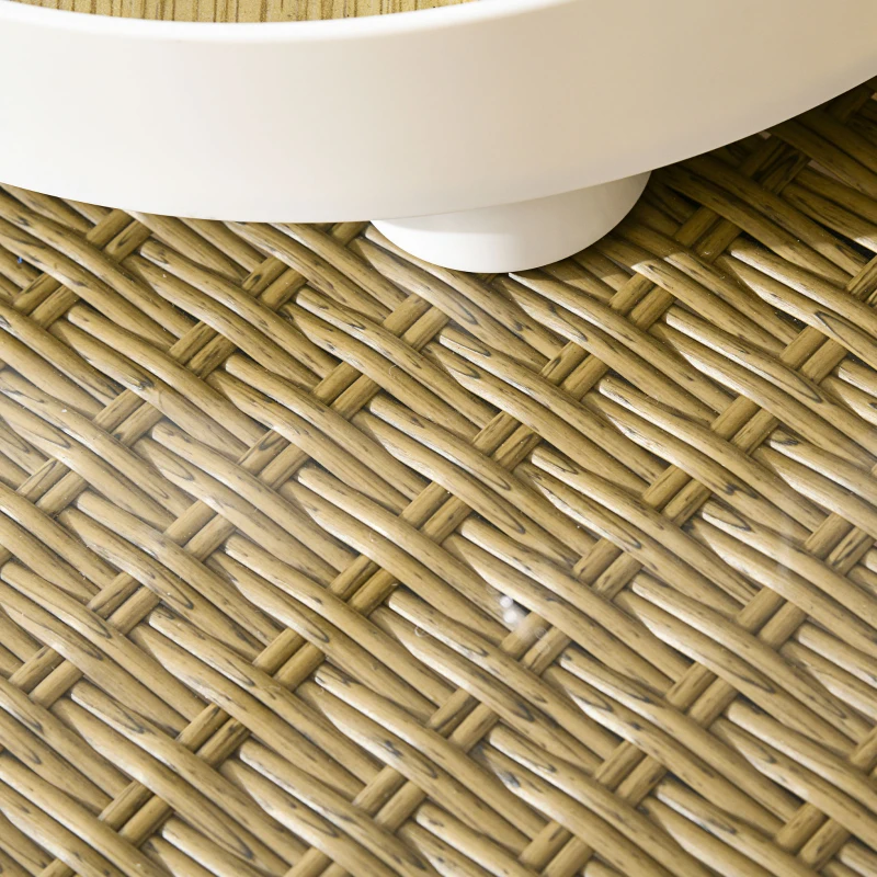 Outsunny Conjunto de Refeição de Vime Sintético de 7 Peças Inclui 6 Cadeiras com Almofadas e Mesa de Vidro Temperado Natural