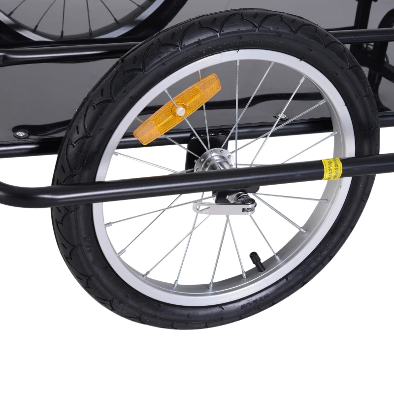HOMCOM Reboque de Carga para Bicicleta Carrinho Dobrável para Bicicleta com 2 Rodas Refletores Carga 40 kg 155x71,5x77 cm Preto