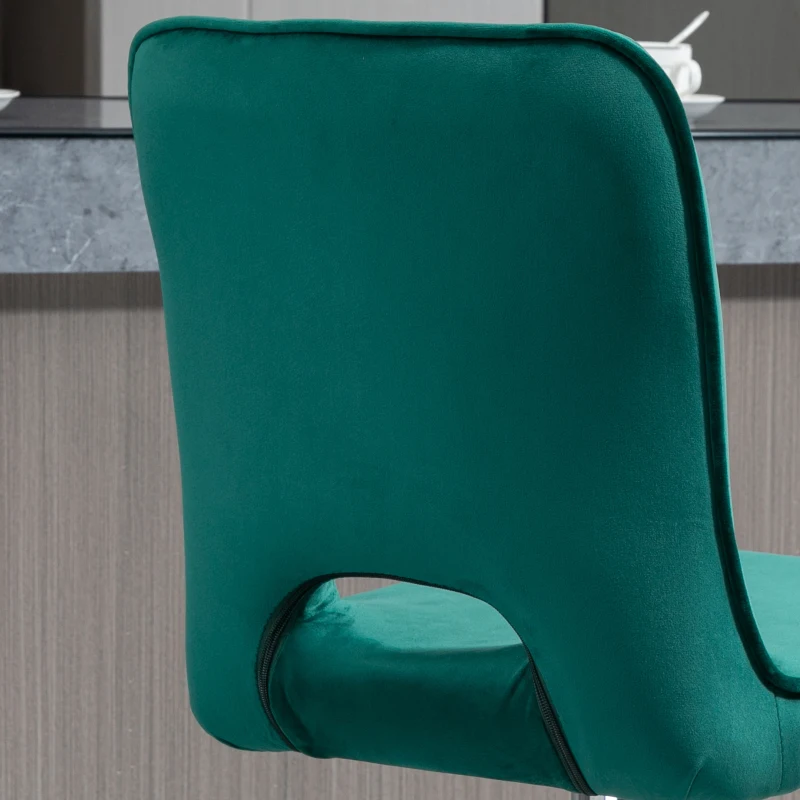HOMCOM Conjunto de 2 Taburetes de Bar Sillas Altas Modernas con Altura Regulable y Asiento Giratoria con Marco de Metal y Reposapiés 41x51x97-117 cm Verde